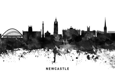 Newcastle Skyline Abstract Watercolour Canvas Print Framed Wall Art Picture B&W 